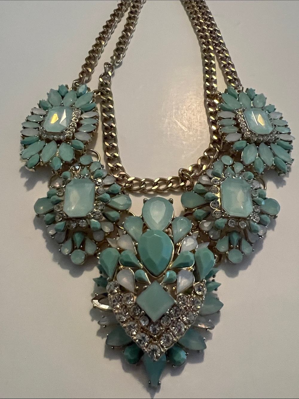 Statement Bib Necklace in Light Blue